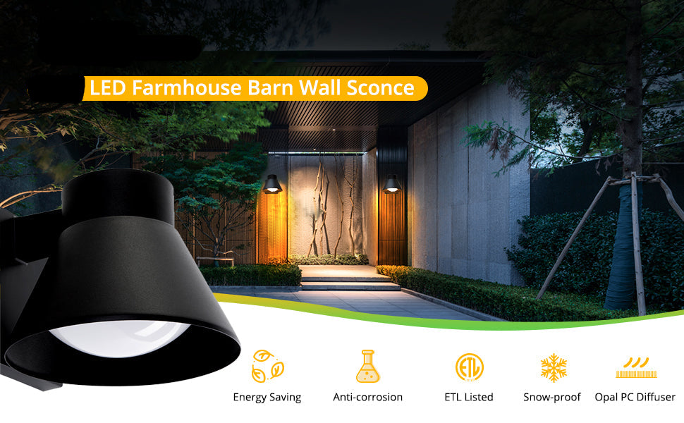 2 Pack LED Outdoor Wall Light Fixtures, Black Front Porch Lights Wall Mount Lighting, Exterior Waterproof Wall Lantern Light Fixture Anti-Rust Farmhouse Barn Wall Sconce for Patio, Doorway, Garage.ETL Certified,Free and fast shipping.