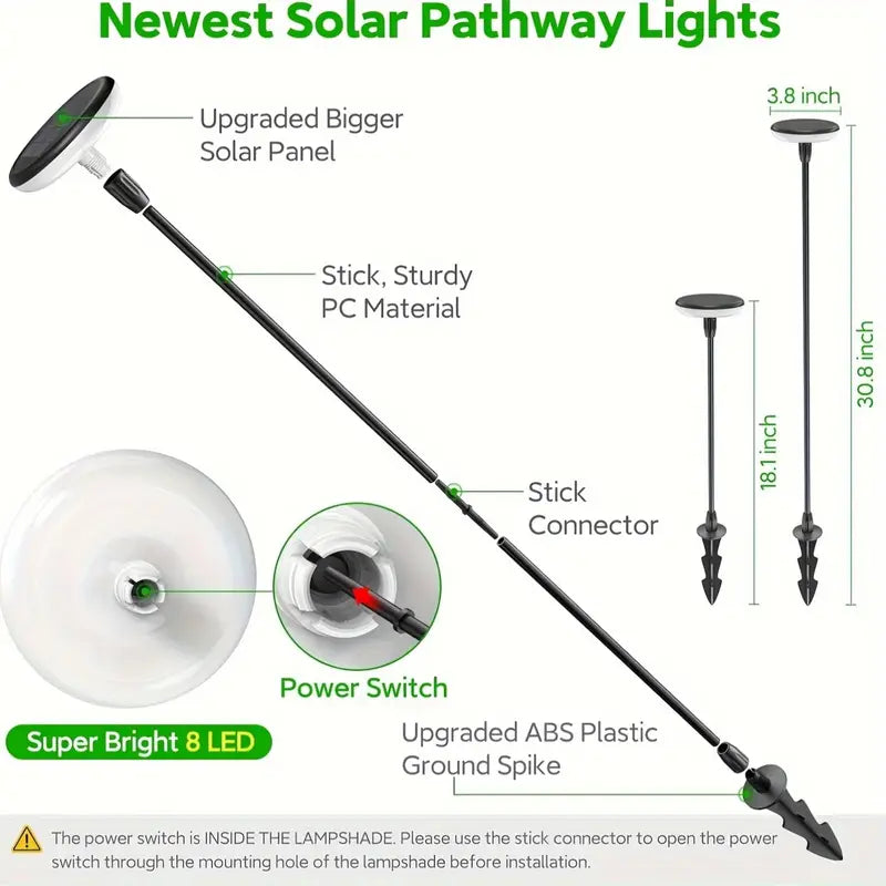 6 Pack Super Bright Solar Lights Outdoor Garden | Solar Powered Built-in 1000mAh Battery, Sway By Wind, Garden Ornament For Yard Patio Pathway Decorations,free shipping