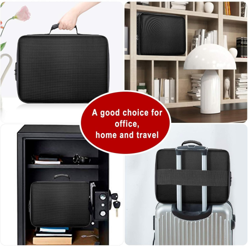 Document Bag with Lock,Fireproof 3-Layer File Storage Case with Water-Resistant Zipper,Document Safe Portable Travel Home Organizer Bag for Laptop,Files,Certificates,Gifts for Him,Black ,Fast and free delivery.