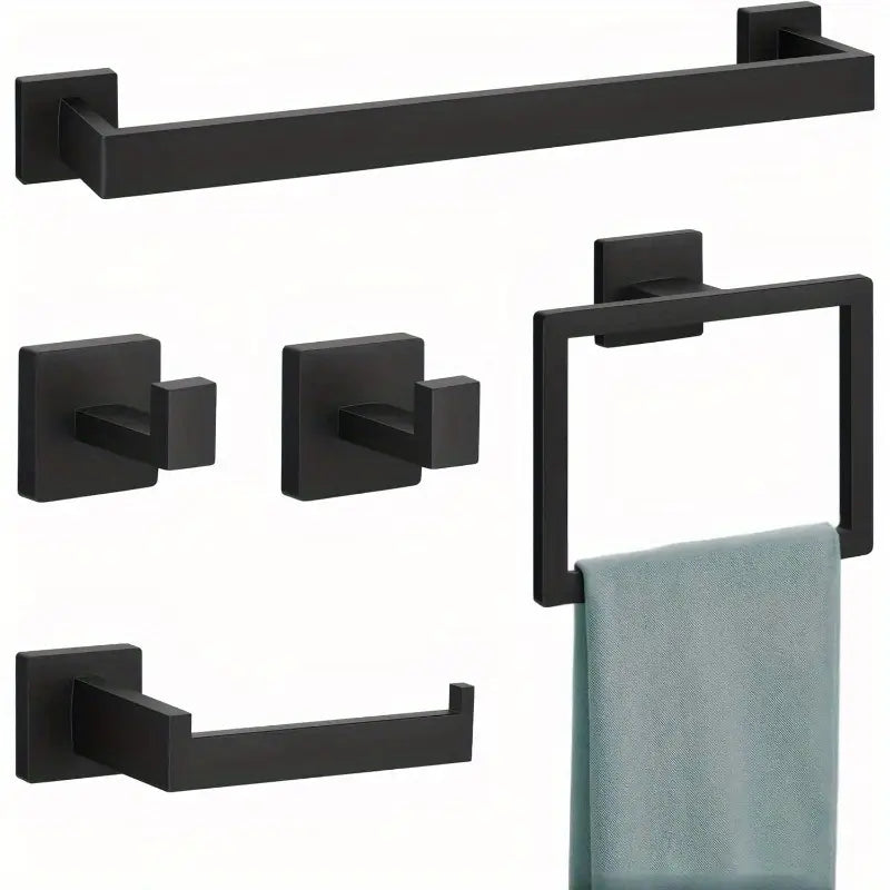 5pcs Matte Black Hardware Set, 16 Inch Towel Bar, Towel Racks, Toilet Paper Holder, SUS304 Stainless Steel WallMounted, Towel Racks,FAST AND FREE SHIPPING.