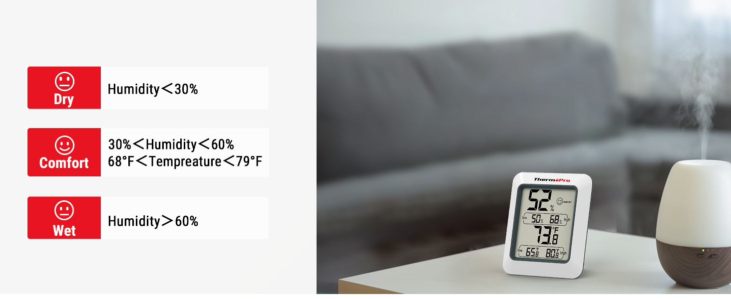 Digital Hygrometer Indoor Thermometer with Max/Min Records Room Thermometer and Humidity Monitor with Large LCD Display Humidity Meter for Baby,Fast and free delivery.