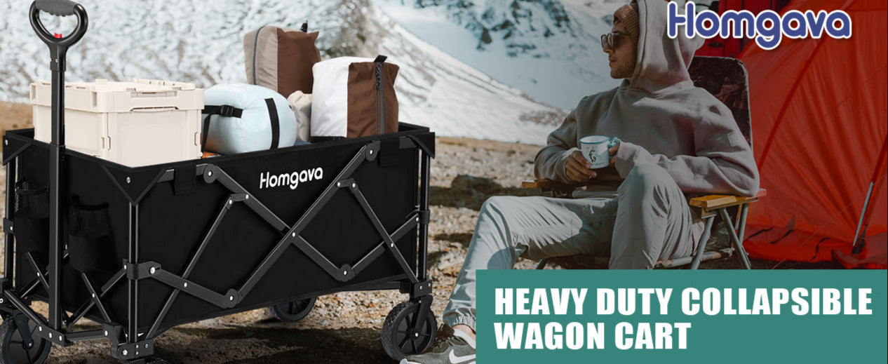 Collapsible Folding Wagon Cart 150L,Heavy Duty Garden Cart with All Terrain Wheels,Portable Large Capacity Utility Wagon Cart for Camping Fishing Sports Shopping,Black,fast and free delivery