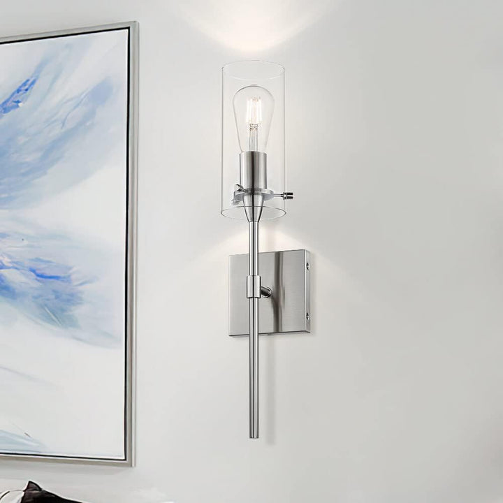 Bathroom Wall Sconces Set of 2, Modern 1 Light Brushed Nickel Wall Sconce with Clear Glass Indoor Vanity Sconces for Bathroom Hallway & Living Room,ETL LISTED, Fast and free shipping, only 7 left in stock.