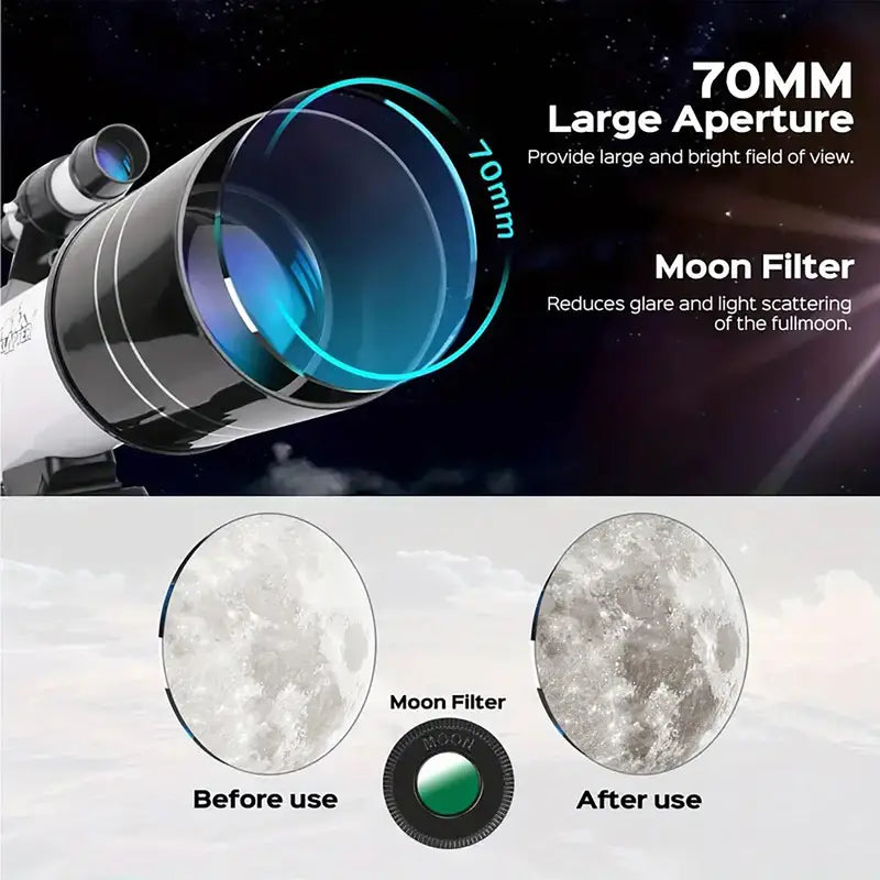 HD 150X Astronomical Telescope High-Powered,Portable with 700mm Aperture (HD Refractor, Tripod, Phone Adapter) Ideal for Stargazing and Space Exploration, Free and fast shipping.
