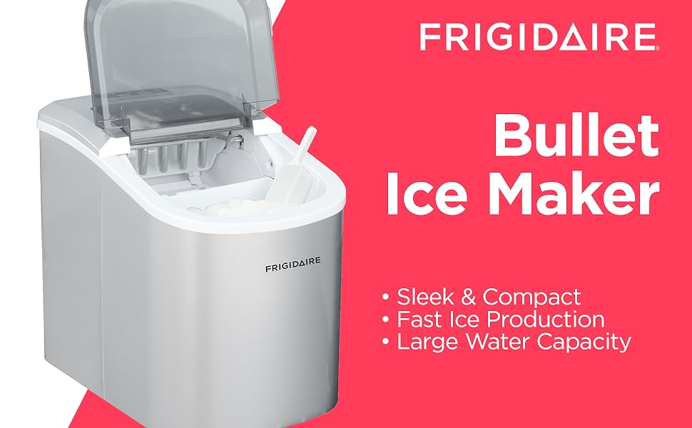 FRIGIDAIRE EFIC189-Silver Compact Ice Maker, 26 lb per Day, Silver (Packaging May Vary), Free shipping