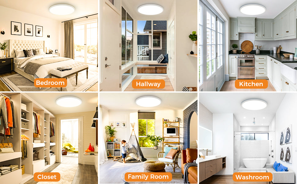 2PACK LED Flush Mount Ceiling Light Fixture, 12Inch 28W Ceiling Light, Dimmable & 3000K/4500K/6000K 3 Color Adjustable Round Ceiling Light 3200LM Low Profile Ceiling Light Fixtures for Kitchen Bedroom