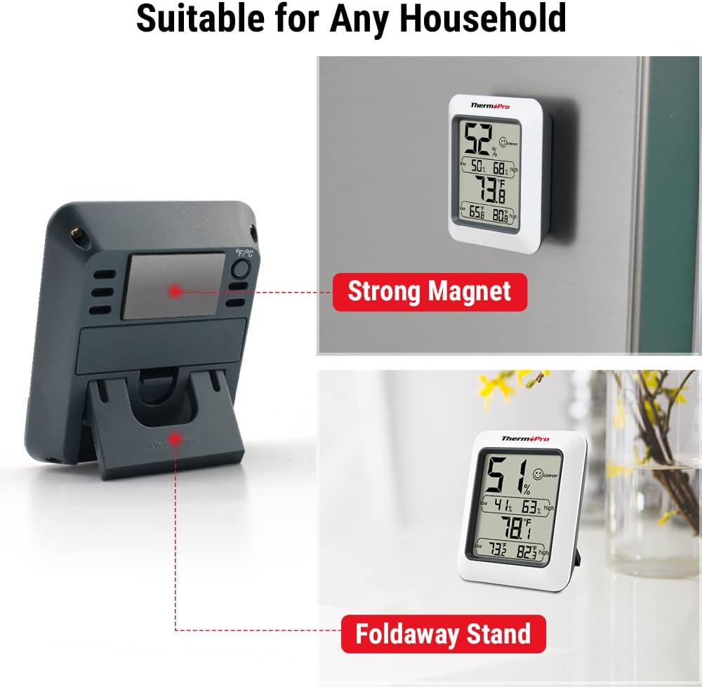 Digital Hygrometer Indoor Thermometer with Max/Min Records Room Thermometer and Humidity Monitor with Large LCD Display Humidity Meter for Baby,Fast and free delivery.