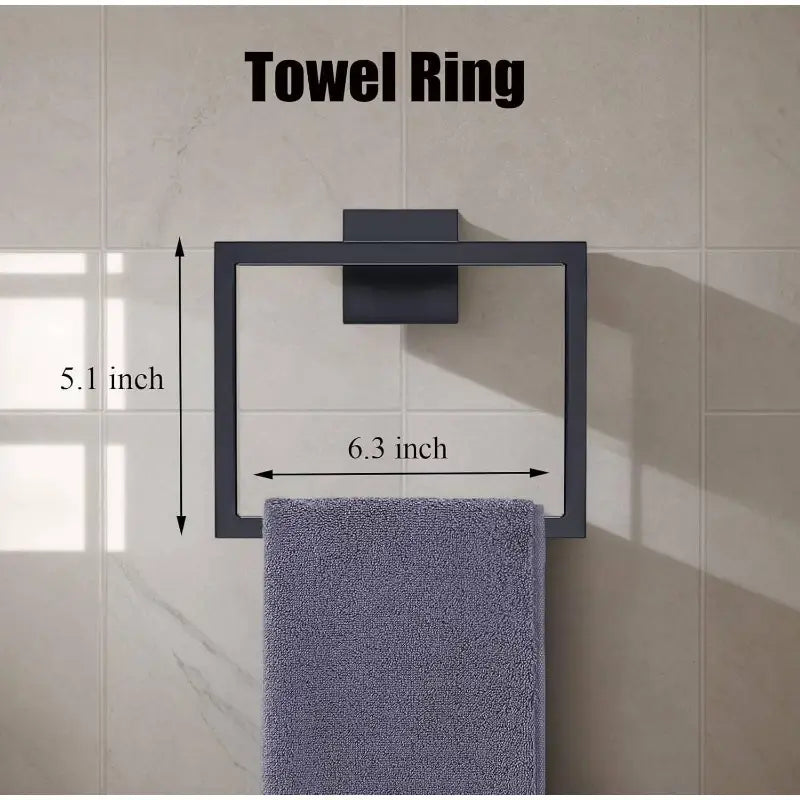 5pcs Matte Black Hardware Set, 16 Inch Towel Bar, Towel Racks, Toilet Paper Holder, SUS304 Stainless Steel WallMounted, Towel Racks,FAST AND FREE SHIPPING.