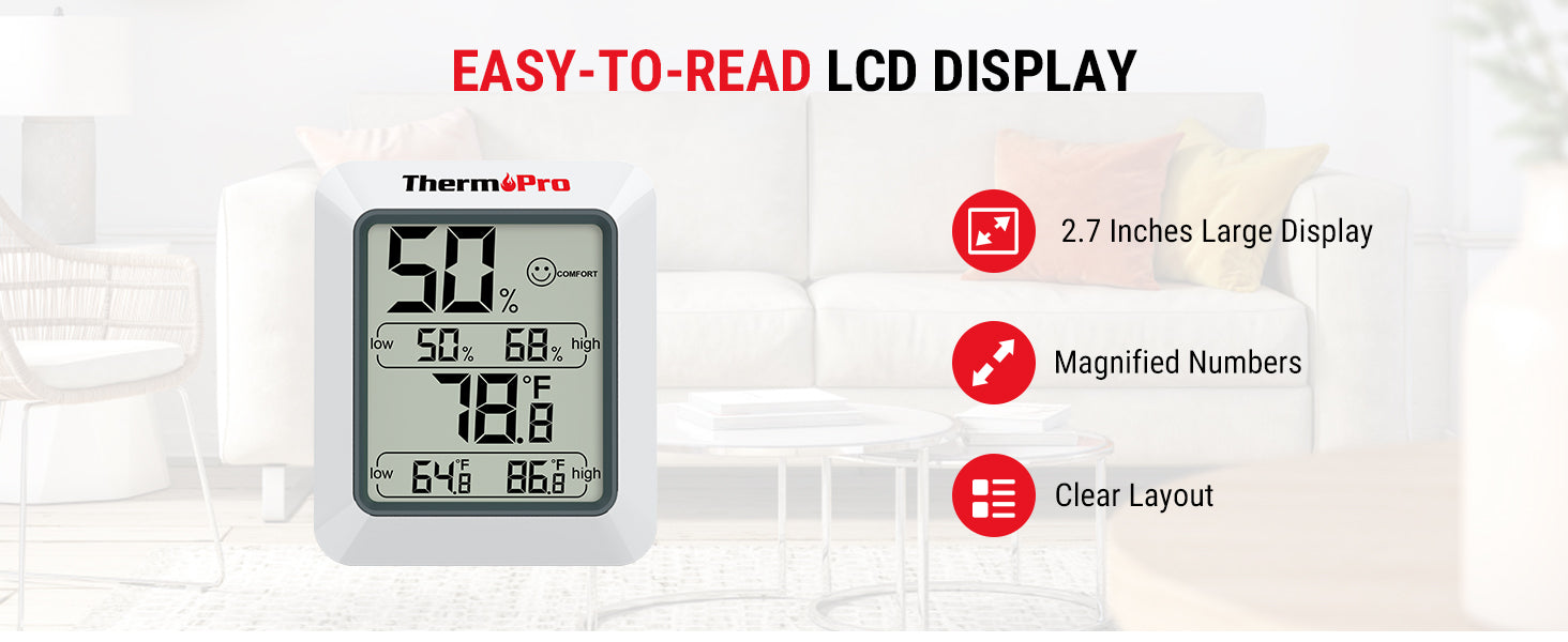 Digital Hygrometer Indoor Thermometer with Max/Min Records Room Thermometer and Humidity Monitor with Large LCD Display Humidity Meter for Baby,Fast and free delivery.