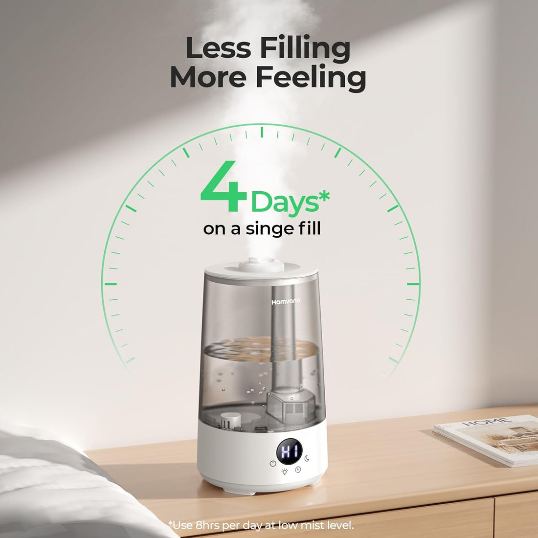 Humidifiers for Bedroom Home, 3.6L Cool Mist Top-Fill 34H Super Long Time, Quiet 23dB, Baby Humidifier, Oil Diffuser for Large Room, Plants, Nursery, Office BPA FREE, 7 Color Light Ultrasonic
