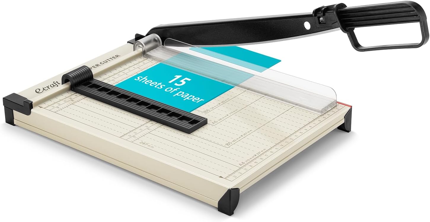 12" Guillotine Paper Cutter：Paper Trimmer Accurate Cutting with Safety Guard,15 Sheets Capacity,Magnetic Guide,Heavy Duty Metal Base, Perfect for Cardstock,Cardboard,Vinyl,Crafts &amp; Photos,fast and free delivery.