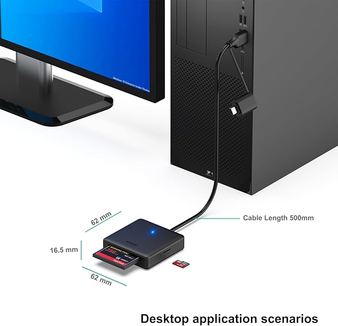 Memory Card Reader,  4in1 USB 3.0 and USB-C to SD Micro SD MS CF Card Reader Adapter, 4 Cards Simultaneously Read and Write, Compatible with iPhone 15 Series, MacBook Pro/Air 2023, and More,free and fast shipping.
