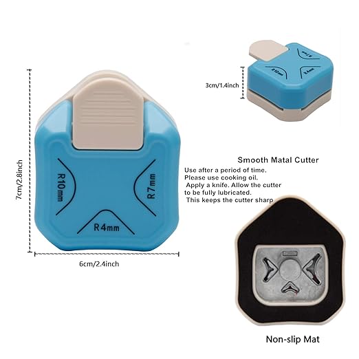 Paper Corner Rounder 3 in 1 (R4mm+R7mm+R10mm), Cutter Punches for Paper Crafts, Envelope Punch Board,Hole Puncher, Laminate, DIY Projects, Photo Cutter,Card Making and Scrapbooking, free and fast shipping.