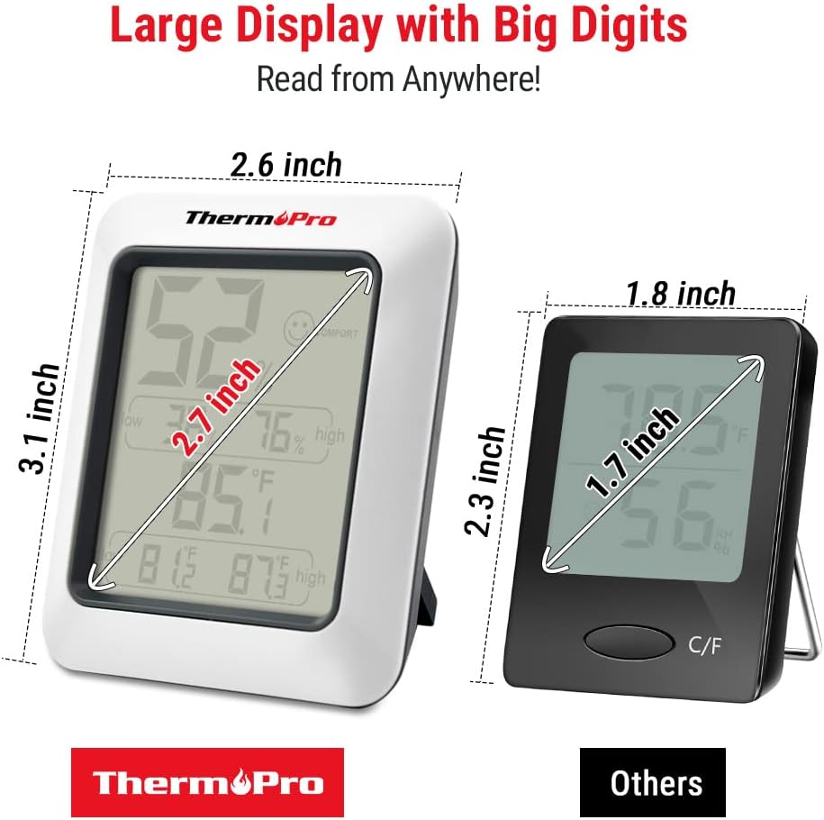 Digital Hygrometer Indoor Thermometer with Max/Min Records Room Thermometer and Humidity Monitor with Large LCD Display Humidity Meter for Baby,Fast and free delivery.