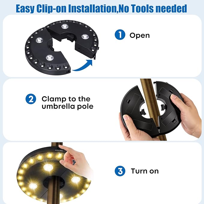 Patio Umbrella Light 3 Brightness Modes Cordless 28 LED Lights-4 x AA Battery Operated,Umbrella Pole Light for Patio Umbrellas,Camping Tents or Outdoor Use,fast and free shipping