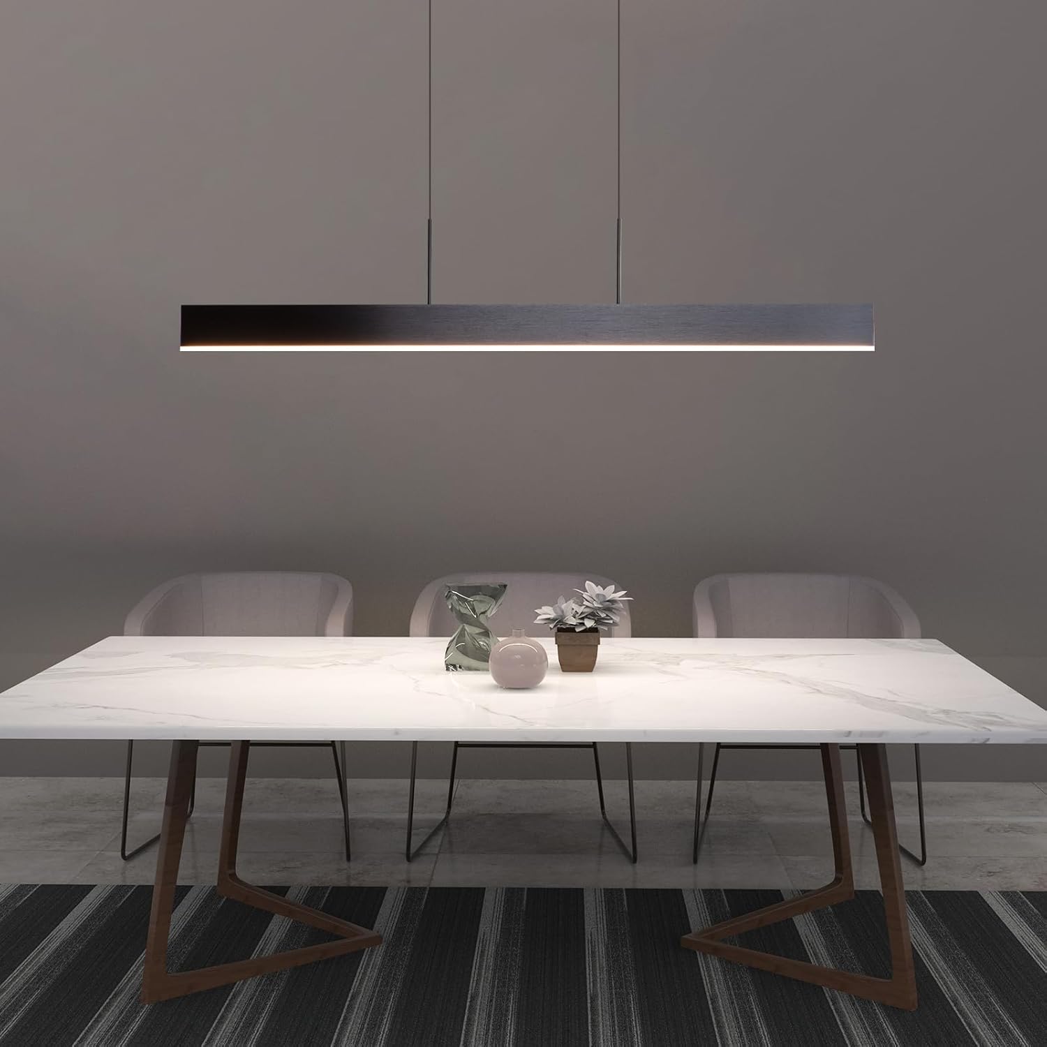 Linear LED Pendant Light Black, 31W Dimmable Dining Room Light Fixtures,ETL Certified, Modern Ceiling Hanging Kitchen Island Lighting Fixtures, 35.4"L Linear Chandelier, 3000K,fast and free shipping.