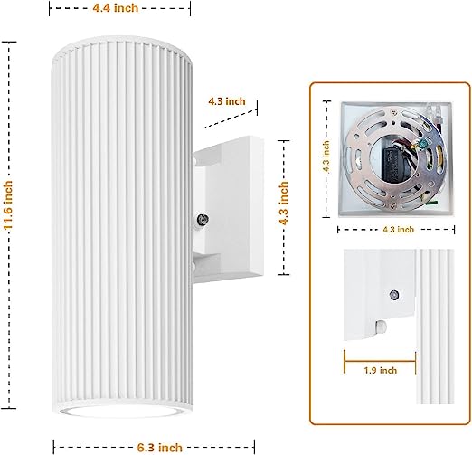 Dusk to Dawn Sensor Outdoor Wall Sconce, Exterior Lighting - ETL Listed, Die-Casting Aluminum Waterproof Wall Mount Cylinder Design - Up Down Light Fixture for Porch, Garage, Garden and Patio, fast delivery.