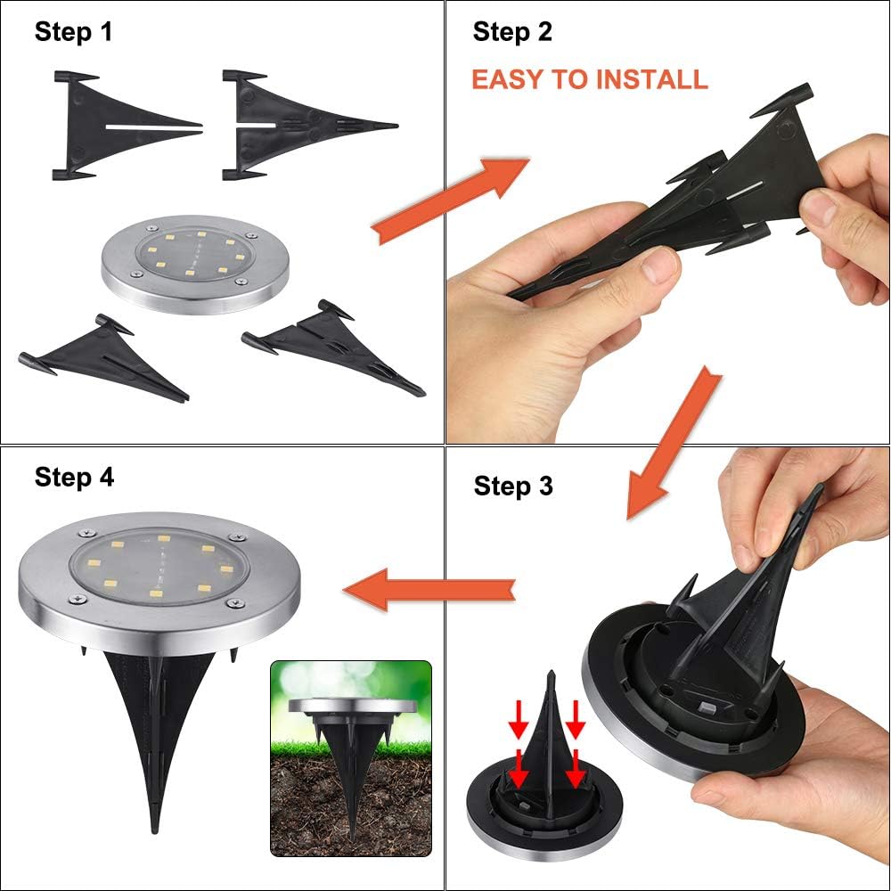 Solar Ground Lights Outdoor, 16 Pack 8 LED Solar Disk Lights Waterproof Garden In-ground Pathway Lights Landscape Lighting for Lawn,Yard,Deck,Patio,Walkway (Warm White),Fast and free delivery.