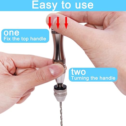 Hand Pin Vise with 20 Pcs Drill Bits, FineGood Precision Hand Drill Rotary Tool with Mini Twist Drill Bits Set for Resin Casting Molds, Jewelry Wood Plastic Making.Free and fast shipping.