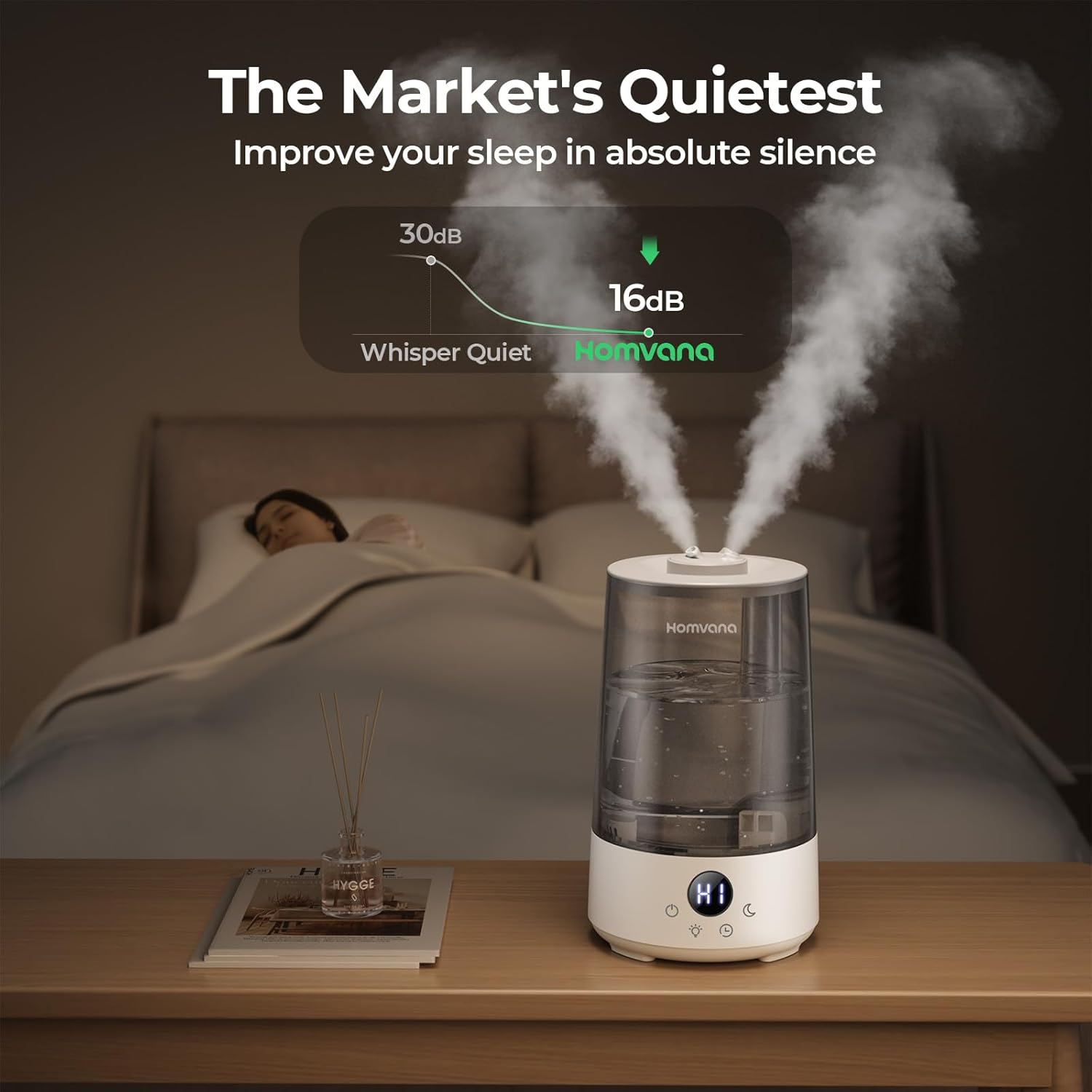 Humidifiers for Bedroom Home, 3.6L Cool Mist Top-Fill 34H Super Long Time, Quiet 23dB, Baby Humidifier, Oil Diffuser for Large Room, Plants, Nursery, Office BPA FREE, 7 Color Light Ultrasonic