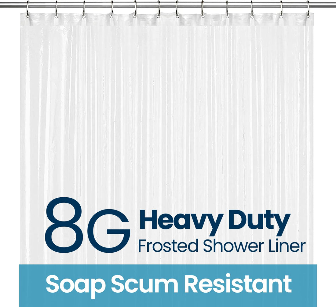 Cymak PEVA 8G Bathroom Shower Curtain Liner Clear, 8G Heavy Duty Waterproof Shower Curtain Liner