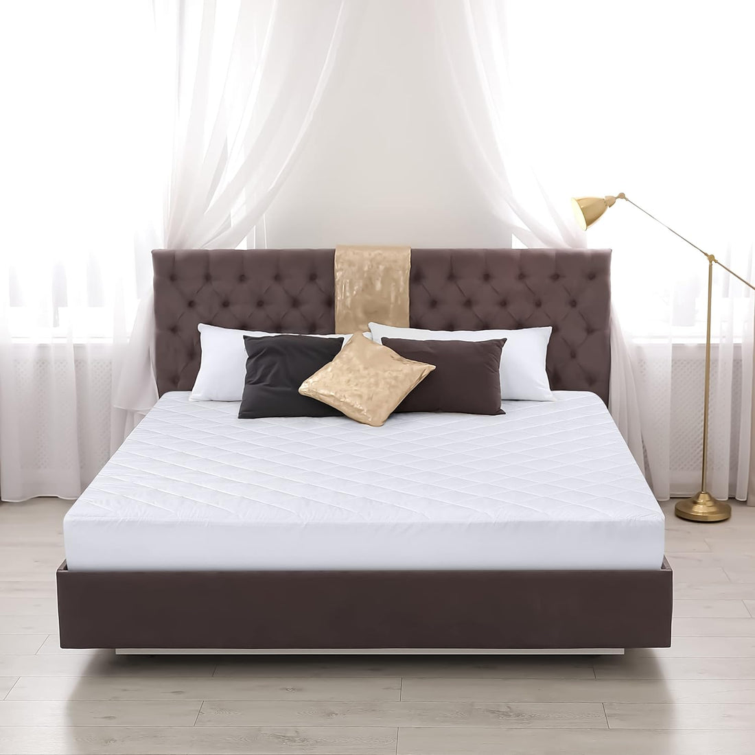 Cymak Bedding Quilted Fitted Mattress Pad - Mattress Cover Stretches up to 16 Inches Deep - Mattress Topper