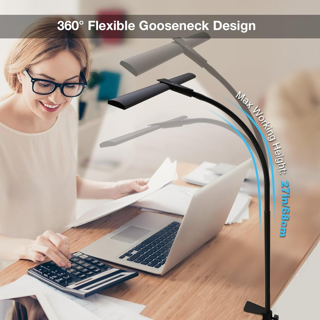 Desk Lamp for Office Home-Double Head Led Desk Light, Touch Control Dimmable 5 Brightness Levels 5 Color Modes, Eye-Caring Architect Desktop Lamp for Reading/Workbench/Study [12W,Black]Fast and free delivery.