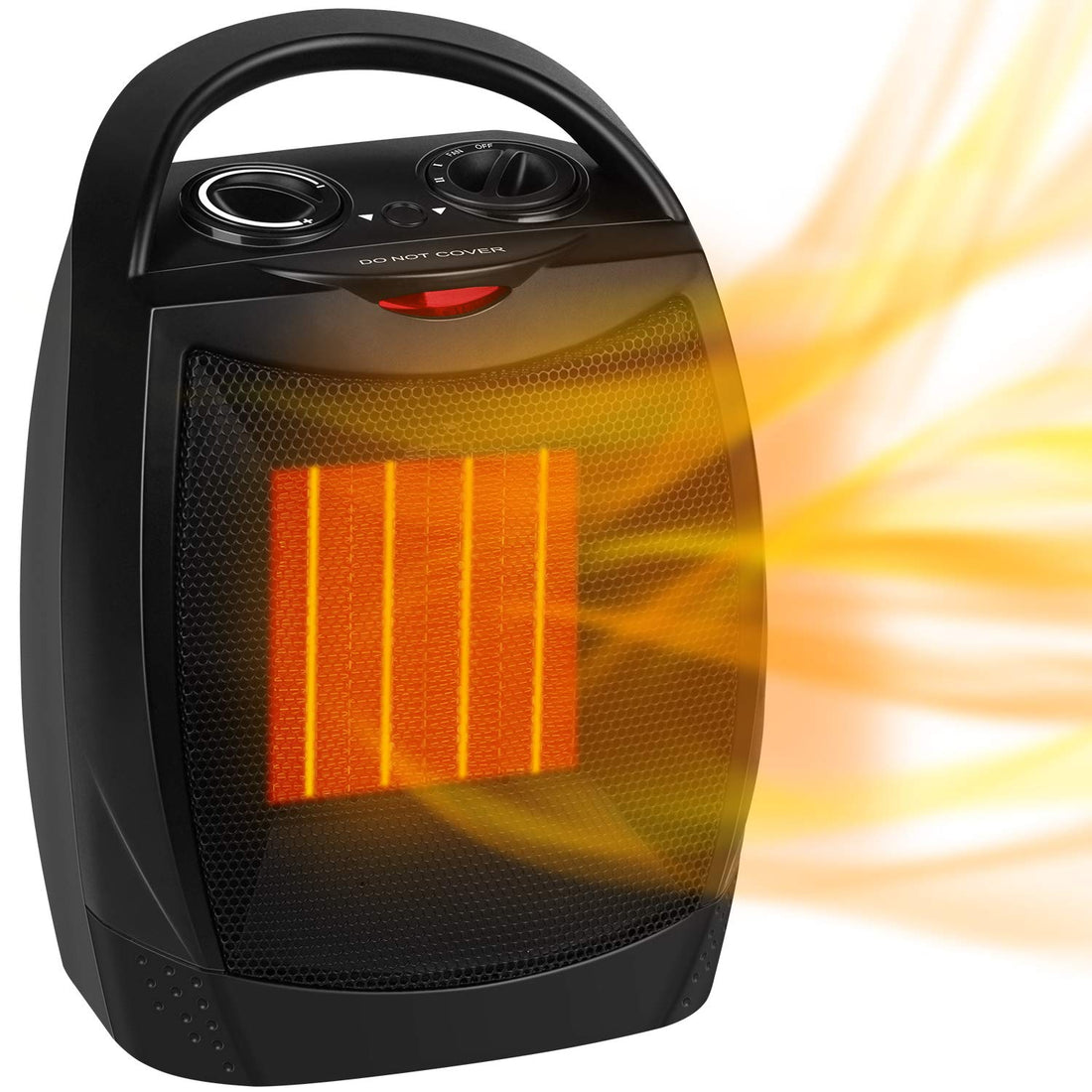 Portable Electric Space Heater with Thermostat, 1500W/750W Safe & Quiet Ceramic Heater Fan, Heat Up 200 sq. Ft for Office Room Desk Indoor Use