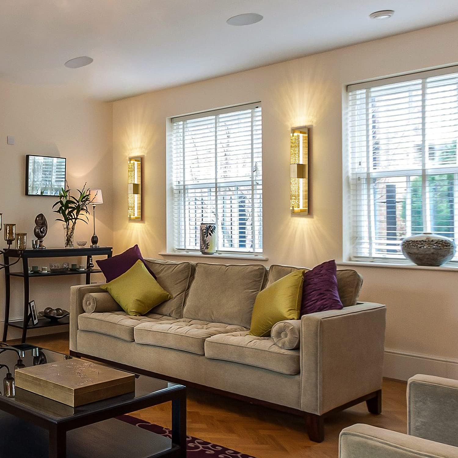 LED Wall Sconce Light: 19 Inch Modern Sconces Wall Lighting 3000K Dimmable Crystal Wall Lamps Indoor Bathroom Sconce Wall Mount Light Fixtures for Living Room/Bedroom/Hallway,Fast and free shipping.