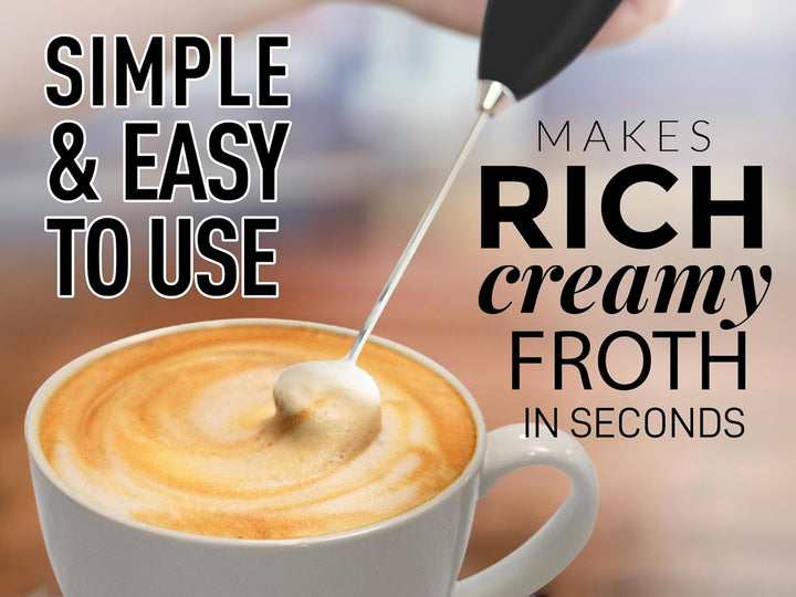 Zulay Powerful Milk Frother Handheld Foam Maker for Lattes - Whisk Drink Mixer for Coffee, Mini Foamer for Cappuccino, Frappe, Matcha, Hot Chocolate by Milk Boss (Black).Free and fast shipment one week.