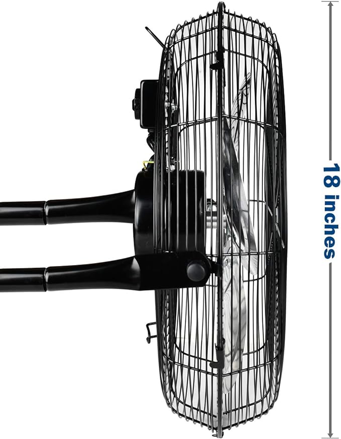 Deluxe 18 Inch 3-Speed High Velocity Heavy Duty Floor Fan for Industrial, Commercial, Residential, and Greenhouse Use, Black,Free and fast delivery