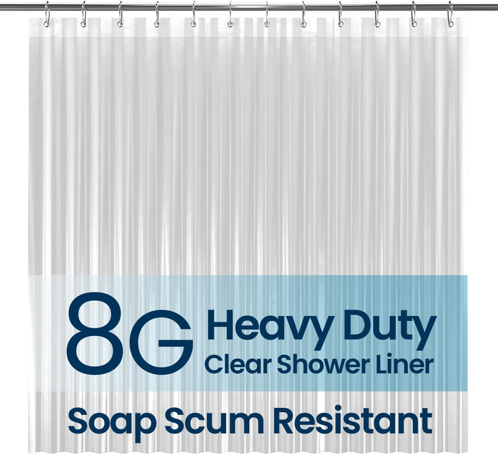 Cymak PEVA 8G Bathroom Shower Curtain Liner Clear, 8G Heavy Duty Waterproof Shower Curtain Liner