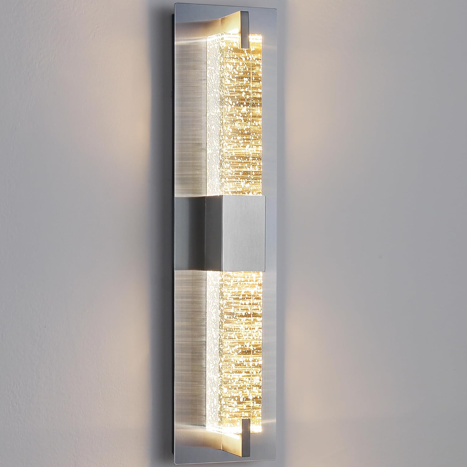 LED Wall Sconce Light: 19 Inch Modern Sconces Wall Lighting 3000K Dimmable Crystal Wall Lamps Indoor Bathroom Sconce Wall Mount Light Fixtures for Living Room/Bedroom/Hallway,Fast and free shipping.