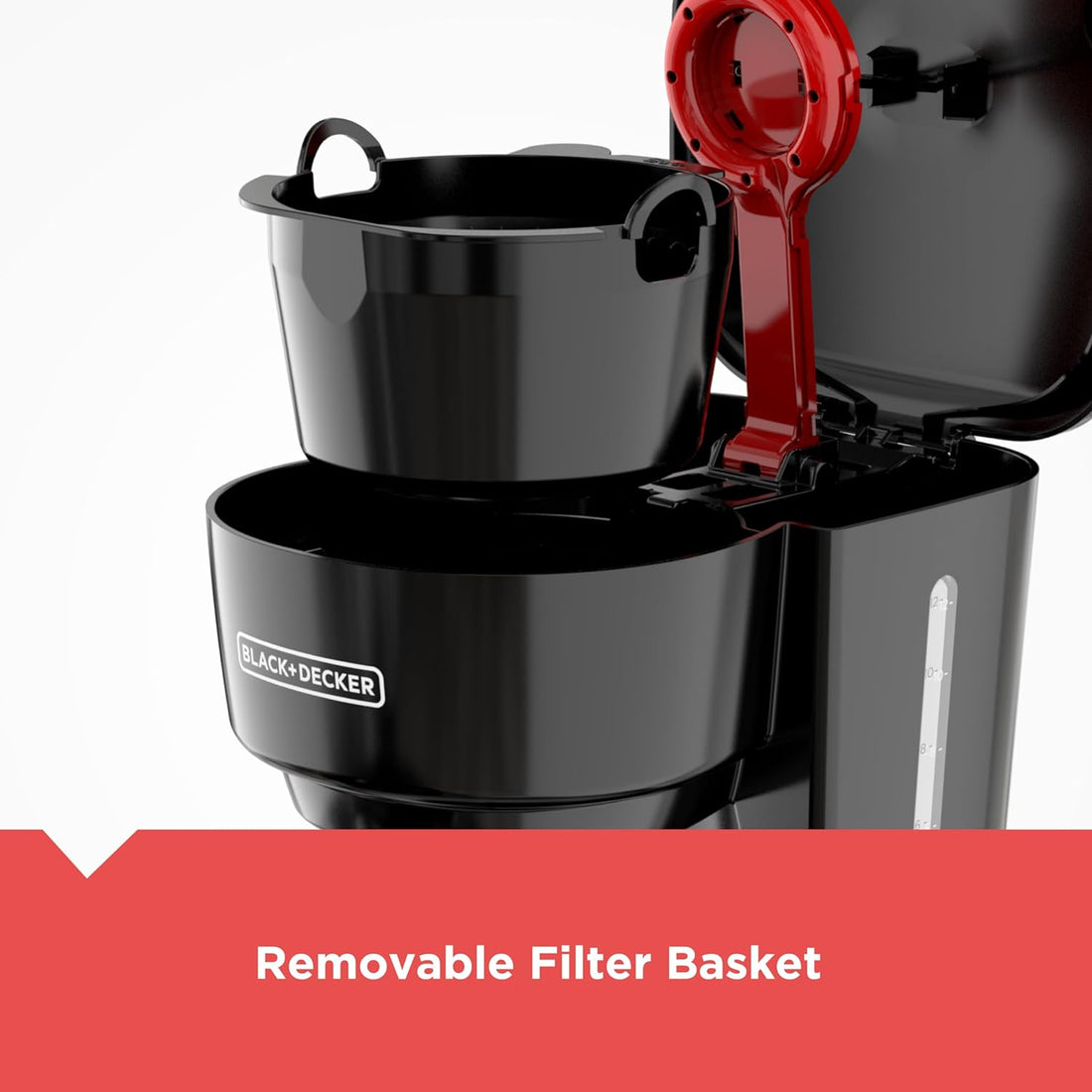 Black and Decker 12-Cup Coffee Maker with Easy On/Off Switch, Easy Pour, Non-Drip Carafe with Removable Filter Basket, Black
