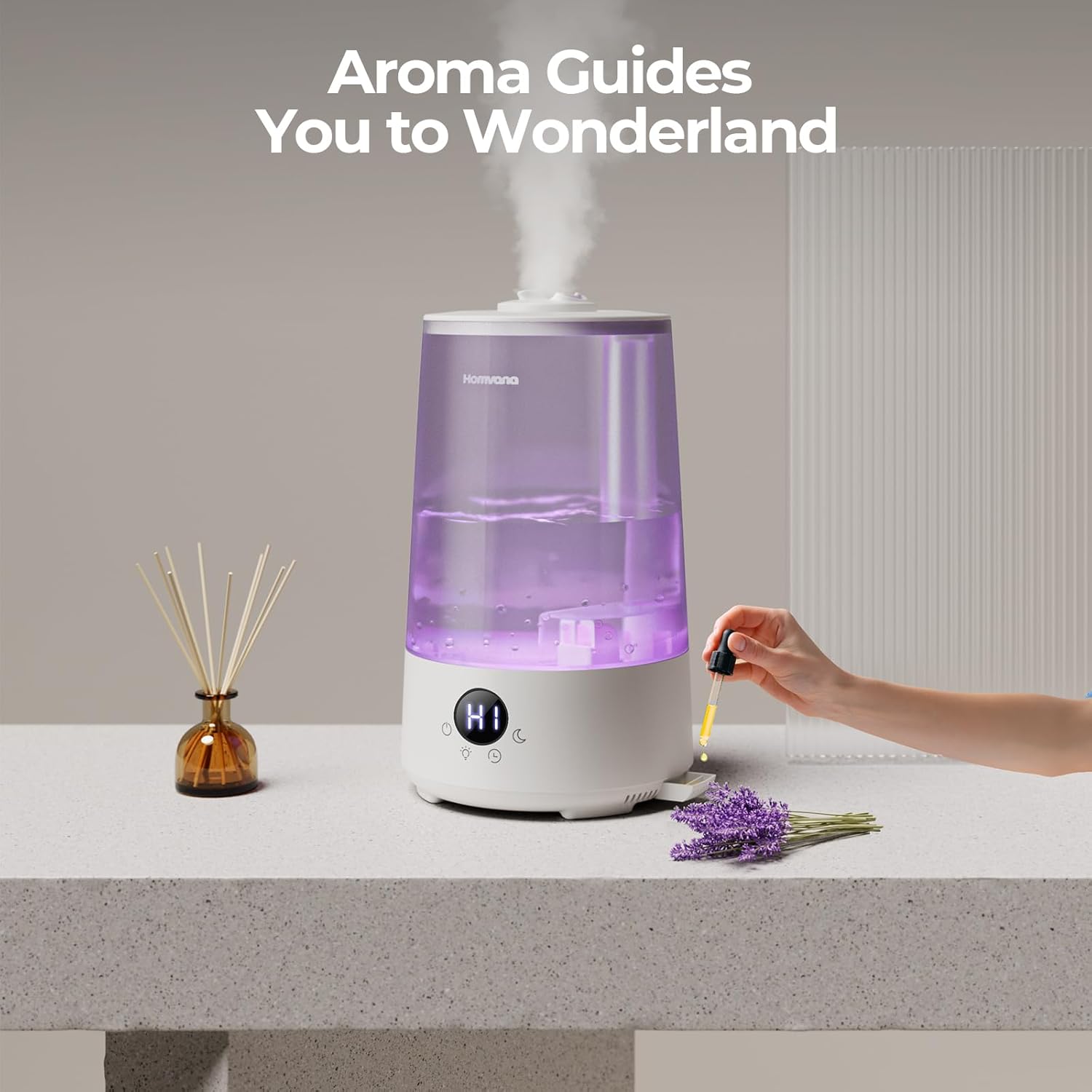 Humidifiers for Bedroom Home, 3.6L Cool Mist Top-Fill 34H Super Long Time, Quiet 23dB, Baby Humidifier, Oil Diffuser for Large Room, Plants, Nursery, Office BPA FREE, 7 Color Light Ultrasonic