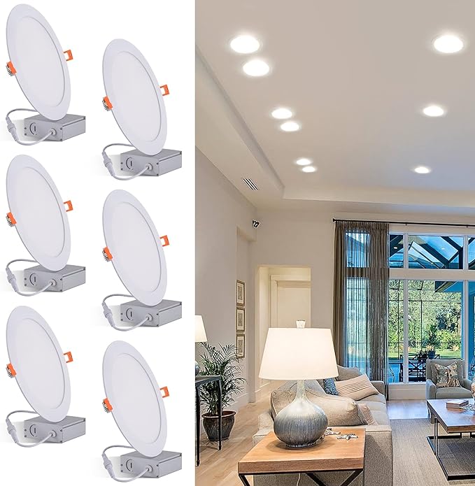 8-Inch Led Slim Panel Downlight 18w 1700lm 100-347v Multi Voltage 3000k/4000l/5000k Cct Adjustable Dimmable CETL & Es