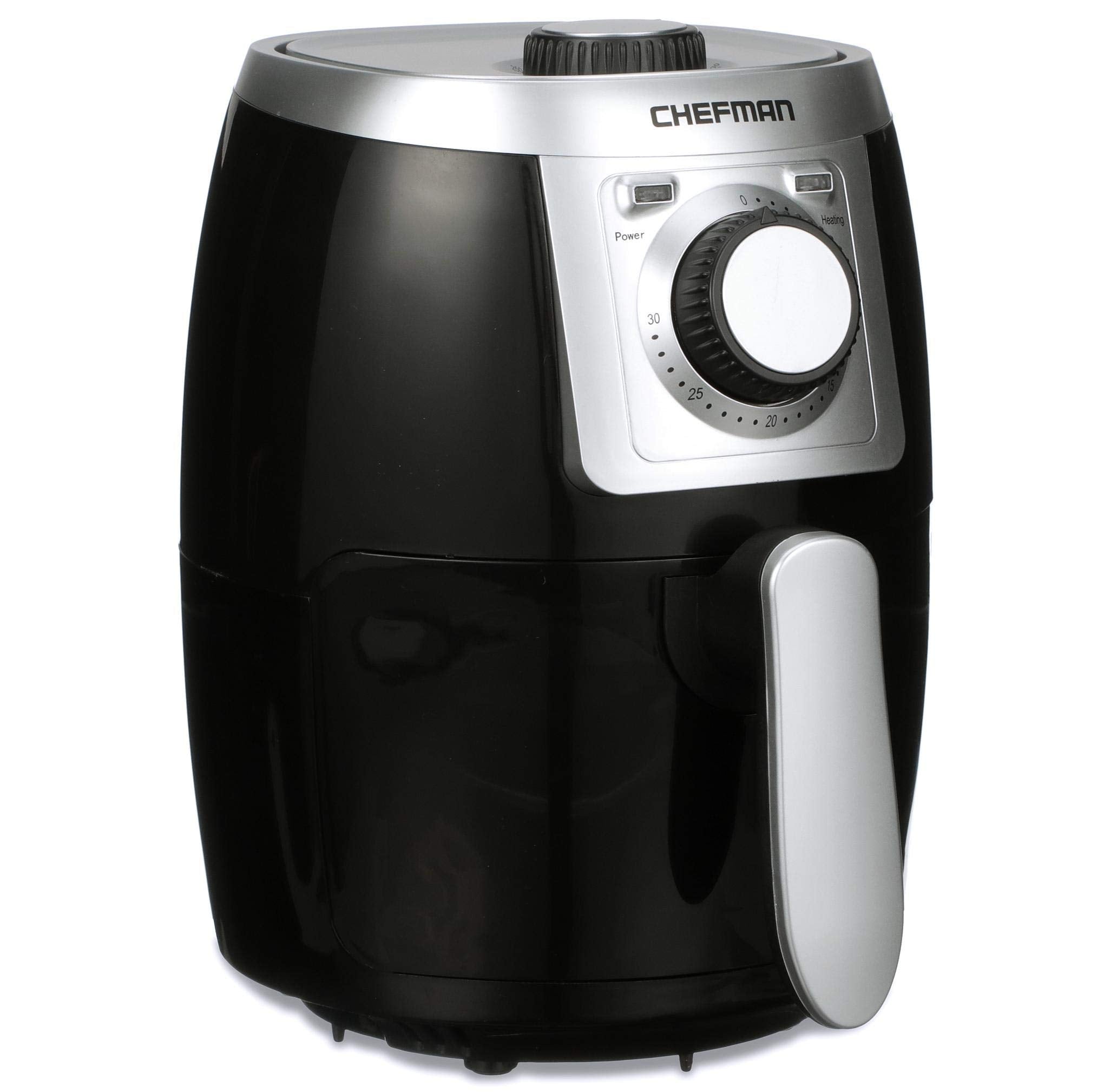 TurboFry 2-Quart Air Fryer, Personal Compact Healthy Fryer w/ Adjustable Temperature Control, 60 Minute Timer and Dishwasher Safe Basket, Black