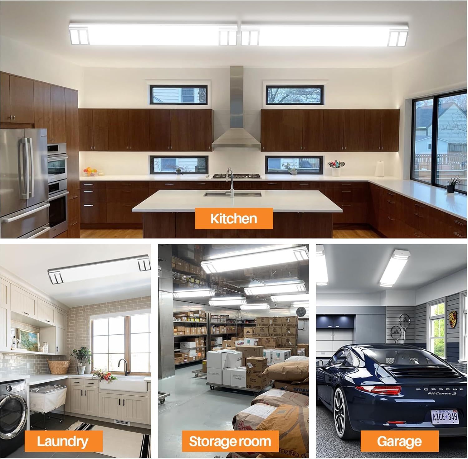 4FT LED Light Fixture, 40W, 4500LM, 4000K Neutral White, 48 Inch LED Linear Flush Mount Lights, 4 Foot Kitchen Ceiling Light for Craft Room, Laundry, Fluorescent Replacement.ETL Certified, free and fast shipping.