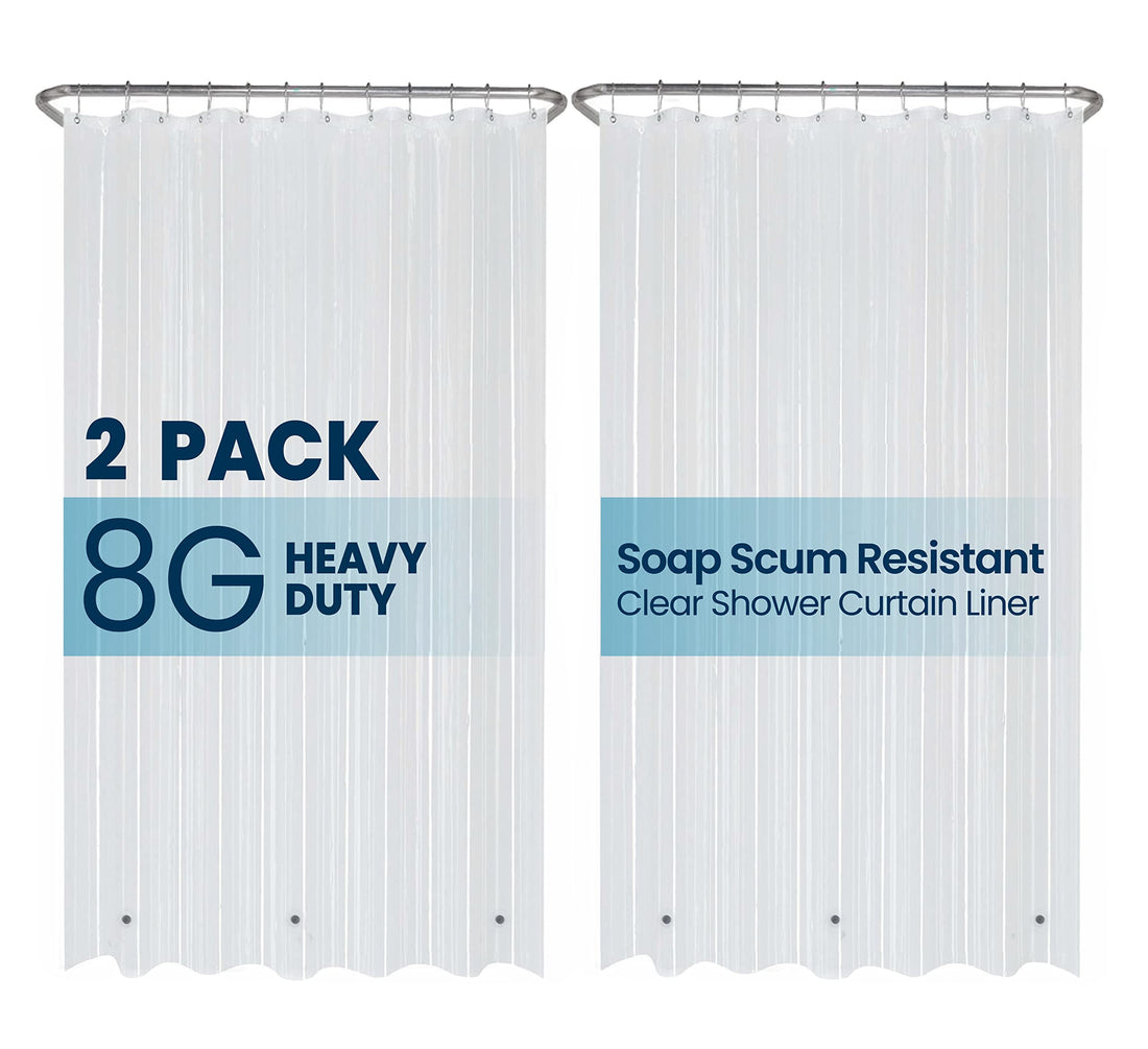Cymak PEVA 8G Bathroom Shower Curtain Liner Clear, 8G Heavy Duty Waterproof Shower Curtain Liner