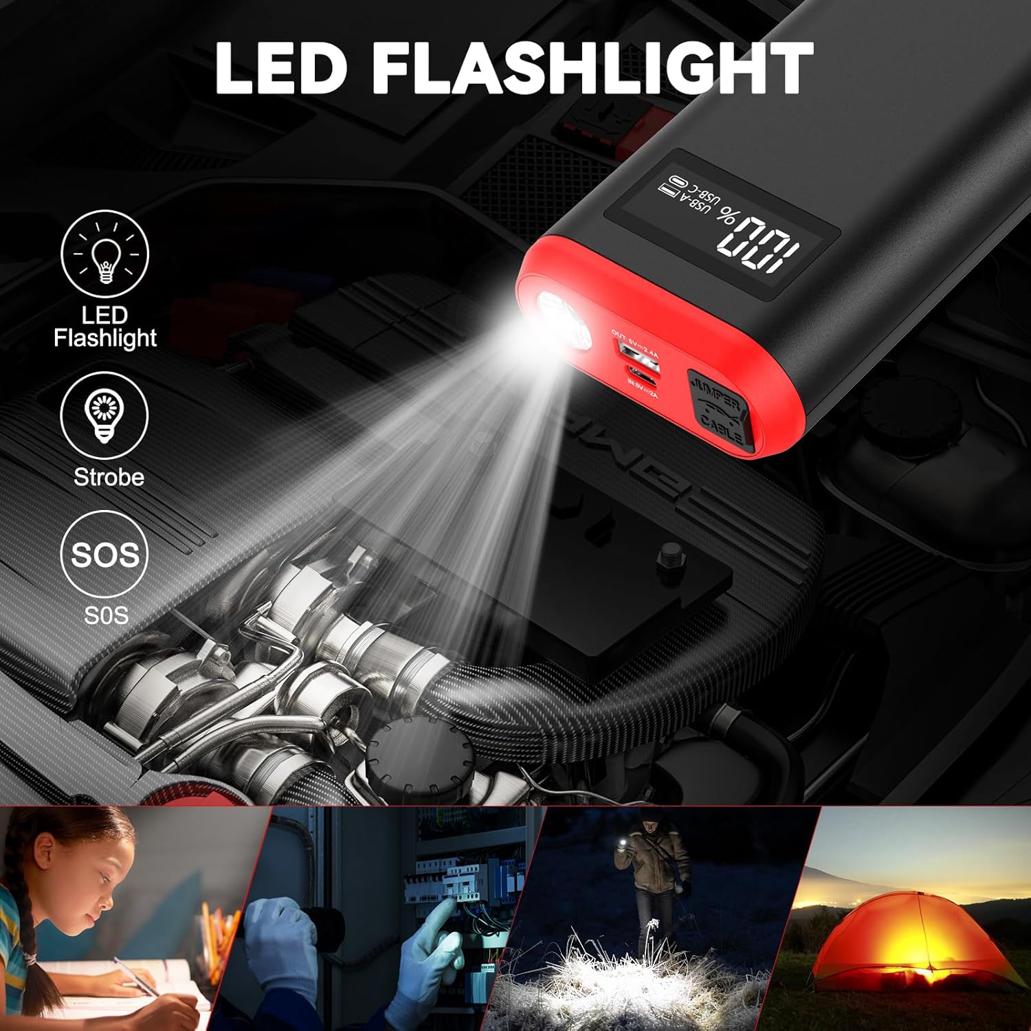 Car Battery Jump Starter, 3000A Battery Jumper Starter Portable for Up to 10L Gas or 8.0L Diesel Engines, 12V Jumper Box for Car Battery with LCD Display, 3 Modes Flashlight,free and fast delivery.