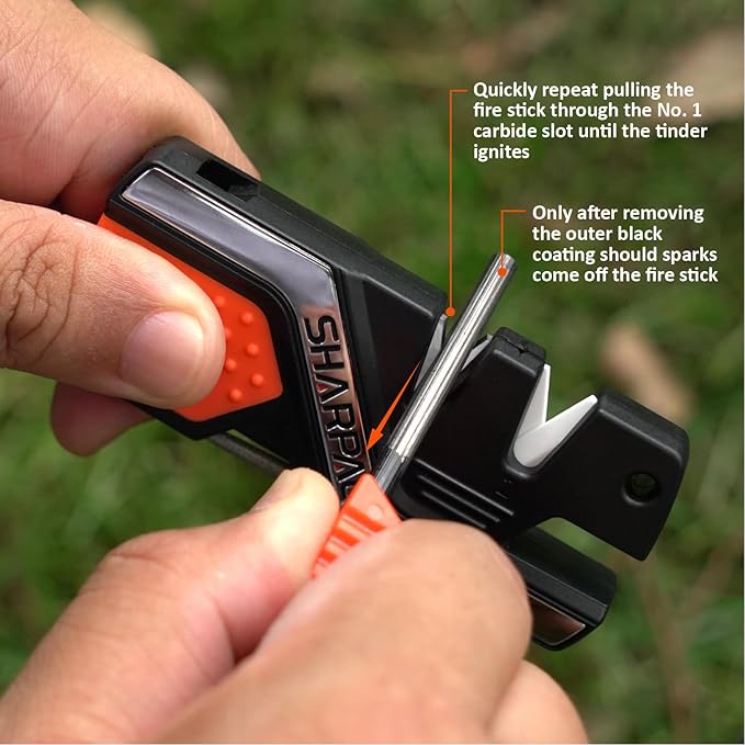 101N 6-in-1 Pocket Knife Sharpener & Survival Tool with Fire Starter Ferro Rod, Whistle & Diamond Sharpening Rod, Quickly Repair, Restore and Hone Straight and Serrated Blade,free and fast delivery.