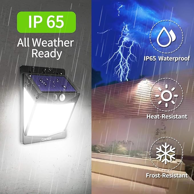 Solar Lights Outdoor Motion Sensor Lights 3 Modes, Solar Powered Security Lights (Permanent On All Night/Smart Brightness Control) with 270 Degree Wide Angle IP65 Waterproof for Deck Garage Animal,free and fast shipping.