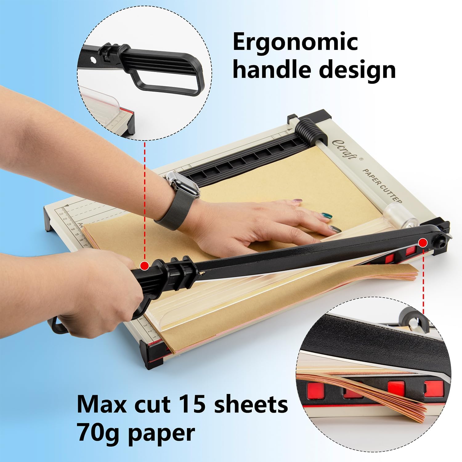 12" Guillotine Paper Cutter：Paper Trimmer Accurate Cutting with Safety Guard,15 Sheets Capacity,Magnetic Guide,Heavy Duty Metal Base, Perfect for Cardstock,Cardboard,Vinyl,Crafts &amp; Photos,fast and free delivery.