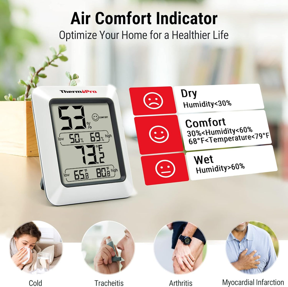 Digital Hygrometer Indoor Thermometer with Max/Min Records Room Thermometer and Humidity Monitor with Large LCD Display Humidity Meter for Baby,Fast and free delivery.