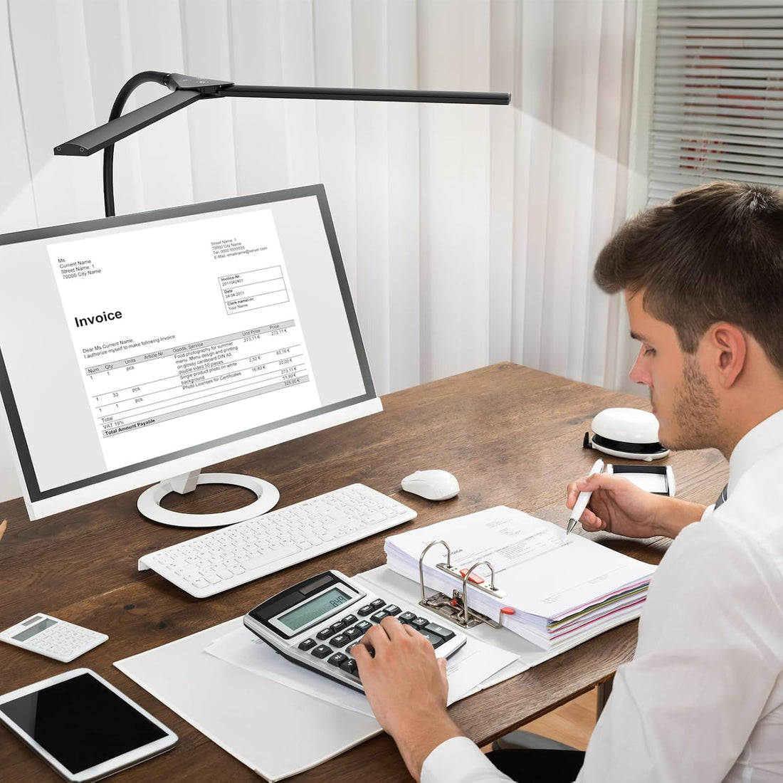 Desk Lamp for Office Home-Double Head Led Desk Light, Touch Control Dimmable 5 Brightness Levels 5 Color Modes, Eye-Caring Architect Desktop Lamp for Reading/Workbench/Study [12W,Black]Fast and free delivery.