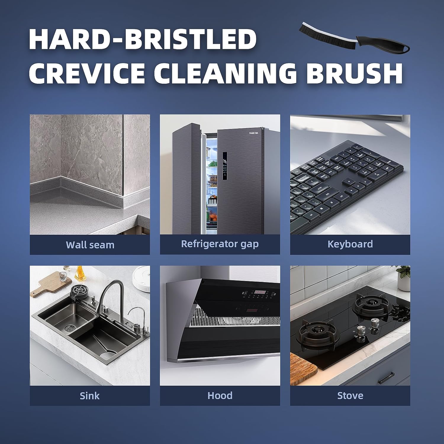 6 Crevice Cleaning Brushes, Cleaner Scrub Brush Tool for Hard to Reach Tight Space, Home Essentials, Cleaning Supplies for Shower, Bathroom, Kitchen, Toilet, Window, fast and free delivery.