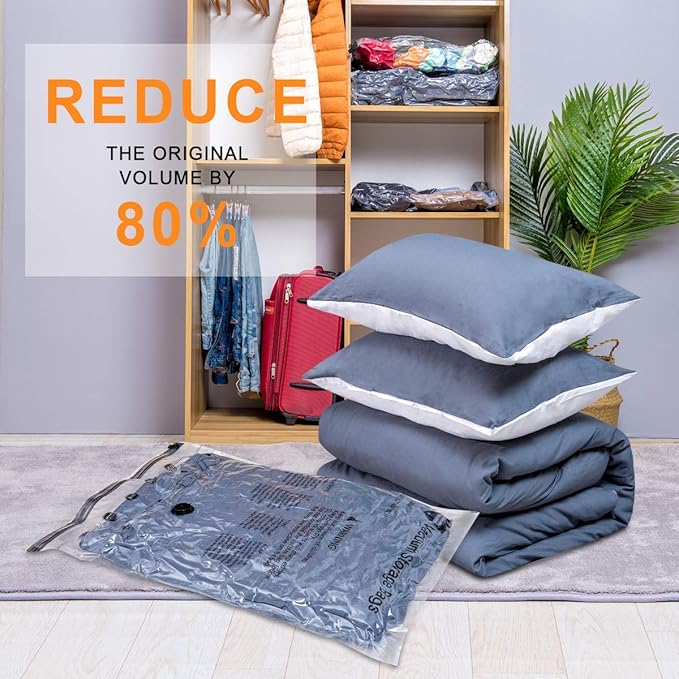Vacuum Storage Bags (3 x Jumbo, 3 x Large, 3 x Medium, 3 x Small), Space Saver Sealer Compression Bags with Travel Hand Pump,FAST AND FREE DELIVERY
