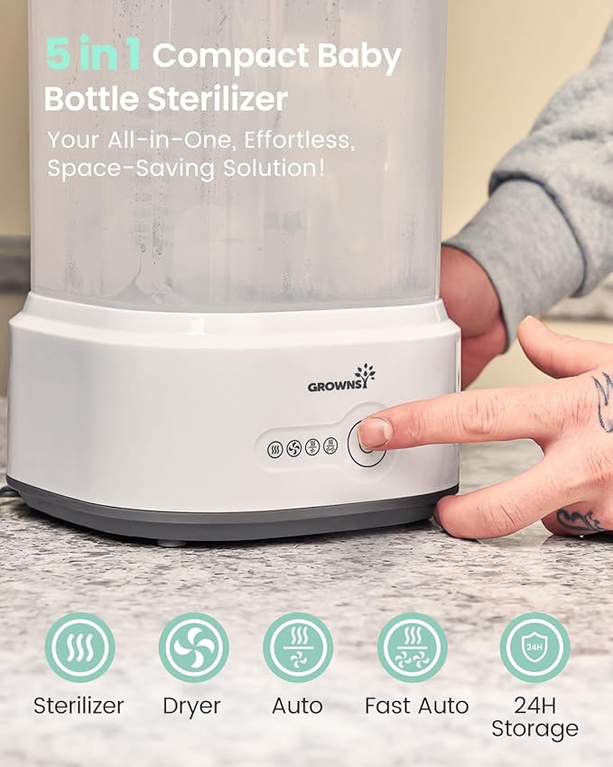 Bottle Sterilizer and Dryer, Compact Baby Bottle Sterilizer, Electric Steam Bottle Sanitizer for Baby Bottles, Pacifiers, Pump Parts,fast and free shipping.