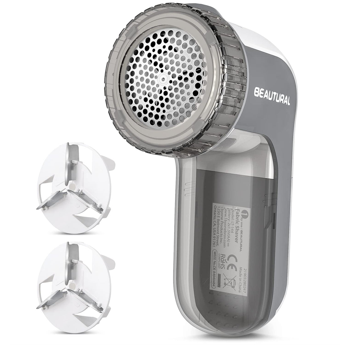 Cymak Lint Remover Fabric Shaver and Sweater Defuzzer with 2-Speeds, 2 Replaceable Stainless Steel Blades, Battery Operated