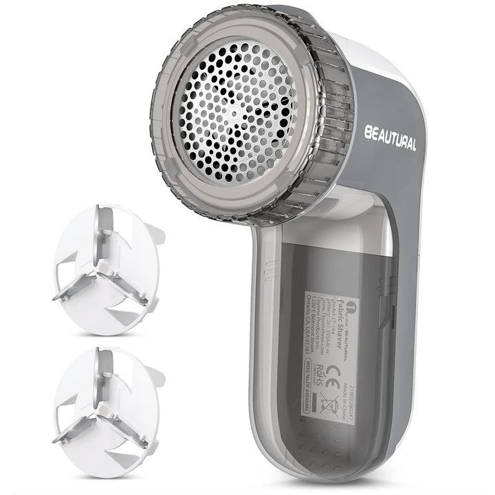 Cymak Lint Remover Fabric Shaver and Sweater Defuzzer with 2-Speeds, 2 Replaceable Stainless Steel Blades, Battery Operated